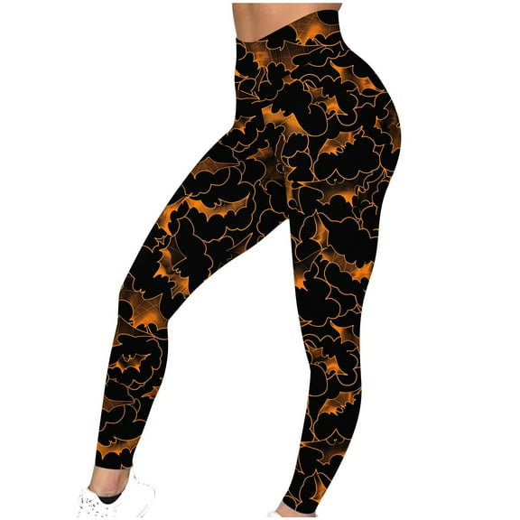 Gmdeguo Halloween Leggings for Women Funny Ghost Pumpkin Graphic Printed High Waisted Tummy Control Trousers Holidays Casual Comfort Workout Sport Yoga Pants