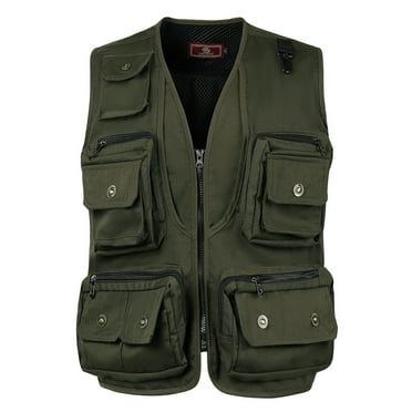 Gmdeguo Men's Fishing Vest with Multi-Pocket Sleeveless Jacket Hunting Vest Safari Travel Outdoor Casual Vest Gilet