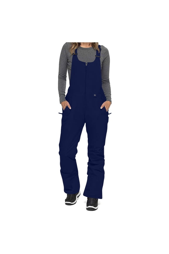 Women Ski Suit Water Resistant Overalls Snow Trousers Snowboard Bib Pants Skiing Insulated Thermal Snowsuit Jumpsuit with Pockets Plus Size