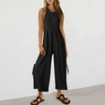 thumbnail image 1 of Gmdeguo Women's Summer Casual Romper Jumpsuit, Polyester, Sleeveless with Pocket, Strap Button, Breathable Lightweight Soft Comfortable, for Daily Casual Wear, Playsuit, 1 of 9