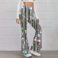 thumbnail image 1 of Gmdeguo Womens Casual Sparkly Sequin Pants High Waisted Wide Leg Palazzo Bell Bottom Dance Trousers Loose Pull On Comfy 70s Magic Glitter Disco Party Long Maxi Pants, 1 of 5