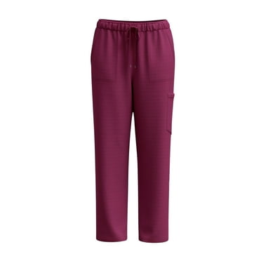 Gmdeguo Work Pants for Women Nurse Trousers Uniform Plus Size Straight Leg Elasticated Waist Casual Solid Colour Office Smart Hospital Medical Stretch Trousers with Pockets
