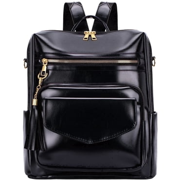 Gmdisc Backpack Purse for Women,Fashion Waterproof PU Leather School Backpack Convertible Shoulder Bags,Black