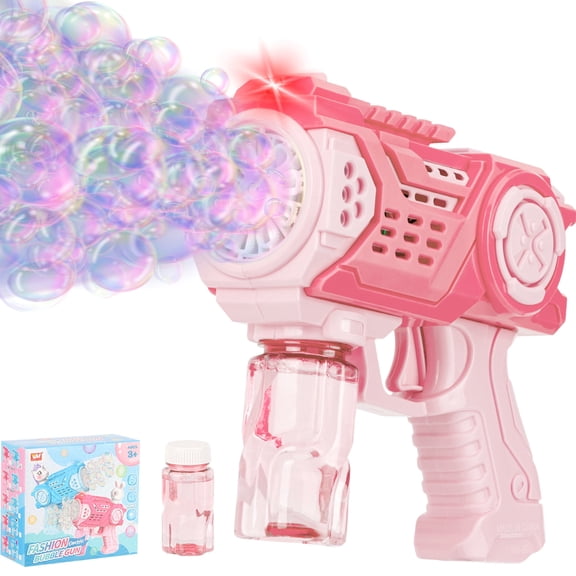 Gmdisc Bubble Machine for Kids & Adults,Automatic Bubble Maker with Lights,Bubble Blower Toys for Outdoor Indoor Birthday Wedding Party,Pink