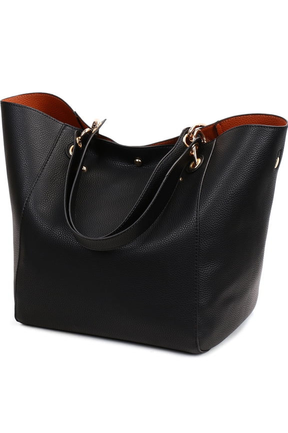 Tote Bag for Women, Large Capacity Multi-Pocket Shoulder Handbag, Lightweight Vegan Leather Bucket Bags for Travel Work Everyday