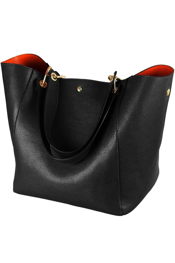 Large Work Tote Bag for Women, Vegan Leather Ladies Bucket Bags, Designer Travel Shoulder Handbags Purse