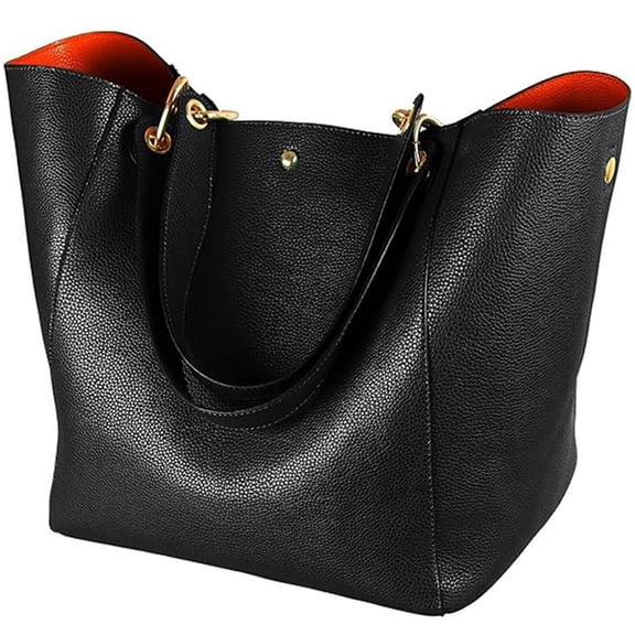 Gmdisc Women Satchel Handbags Top Handle Purse Large Work Tote Bag Vegan Leather Shoulder Bag, Black