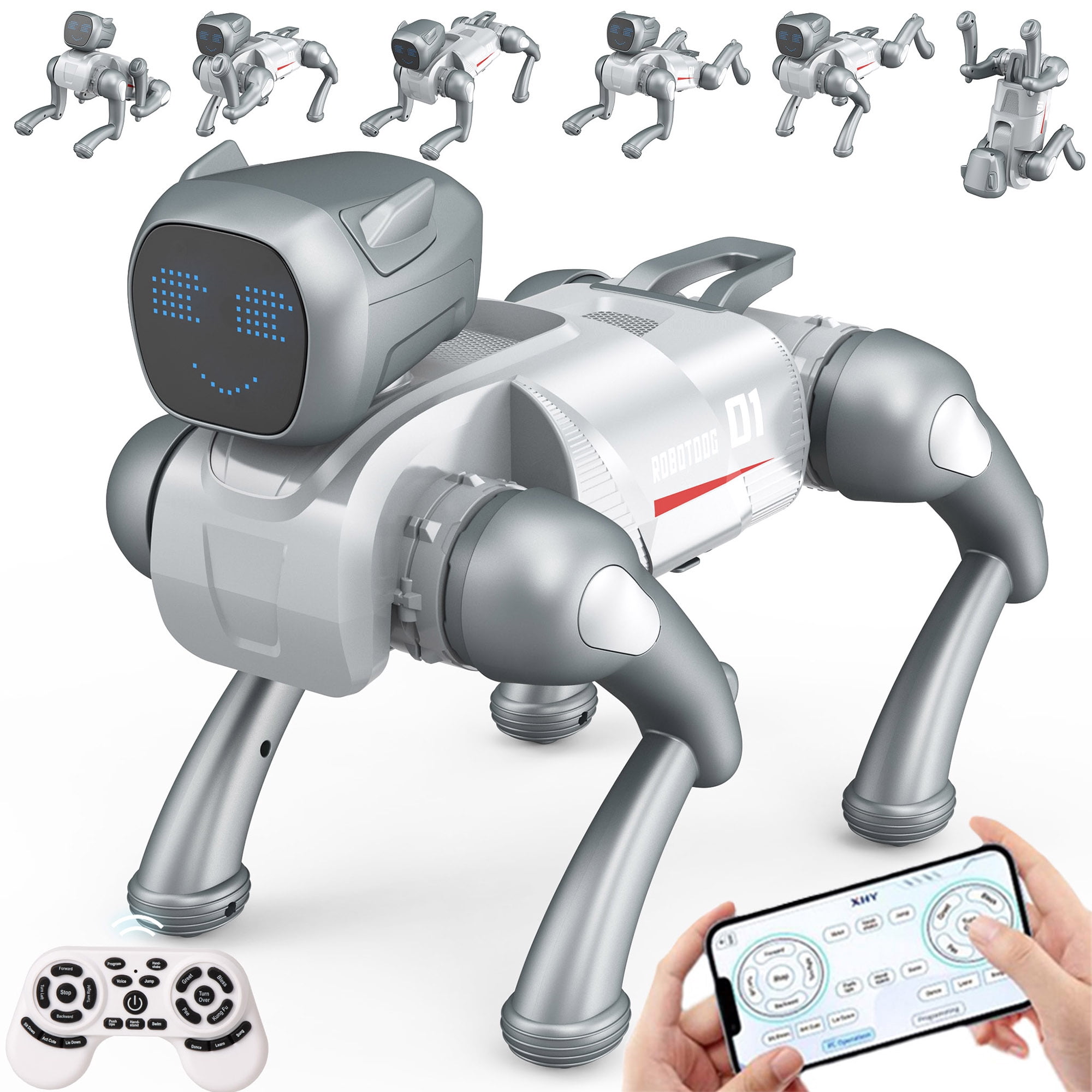 Gmdisc RC Smart Robot Dog Toy, Interactive Robot Toys with Voice & App Control, 30+ Actions, Durable Design Programmable Pet Toy, Christmas Birthday Gift for Kids 6-12