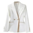 thumbnail image 1 of Gmluru 2025 Blazers For Women White Solid Color Long Sleeve Lapel Button Temperament Suit Jacket Plus Size S-4XL, 1 of 7