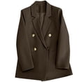 thumbnail image 1 of Gmluru Blazers For Women Coffee Slim Solid Color Lapel Button Long Sleeve Suit Jacket Business Casual S-3XL, 1 of 5