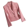 thumbnail image 1 of Gmluru Blazers For Women Pink Solid Color Lapel Button Elegant Suit Jacket Plus Size S-4XL, 1 of 7