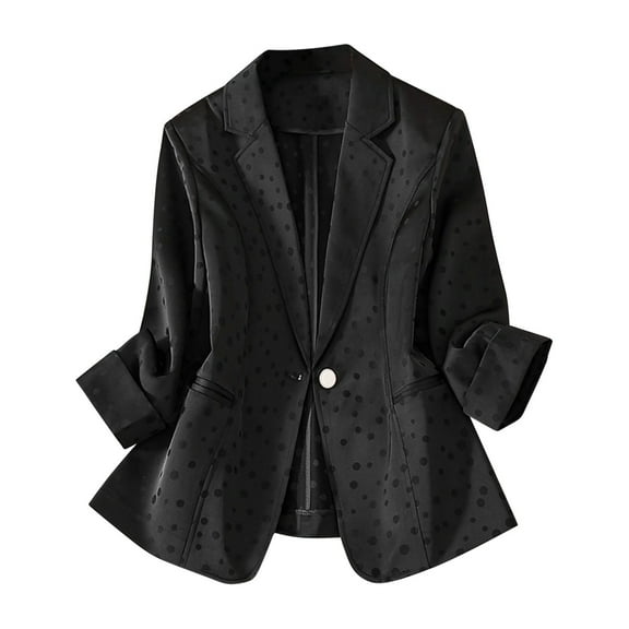 Gmluru Blazers For Women Trendy Black Solid Color Lapel Button Elegant Suit Jacket Lightweight Suit S-4XL