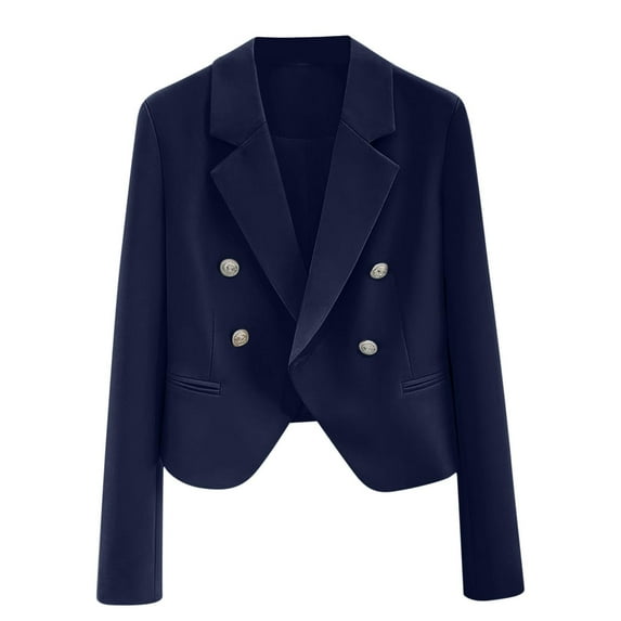Gmluru Blazers For Women Trendy Navy Long Sleeved Lapel Top Lightweight Suit S-XL