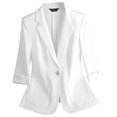 thumbnail image 1 of Gmluru Blazers For Women Trendy White Solid Color Lapel Button Elegant Suit Jacket Lightweight Suit S-3XL, 1 of 8