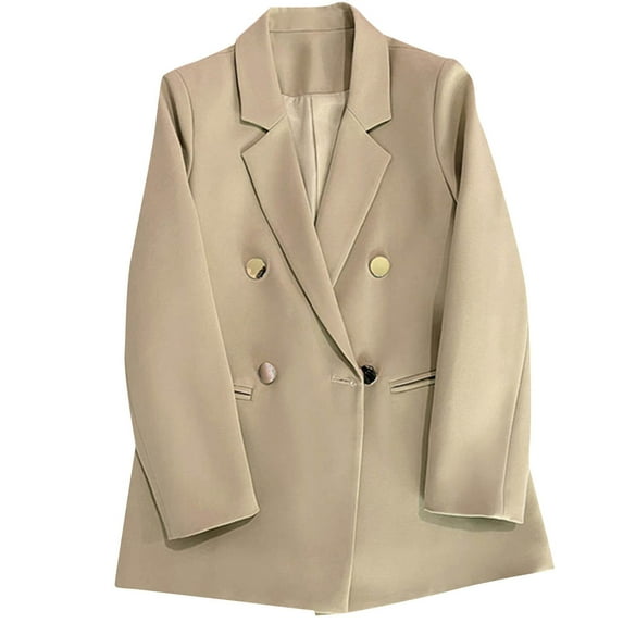 Gmluru Blazers For Women Yellow Slim Solid Color Lapel Button Long Sleeve Suit Jacket Business Casual S-3XL