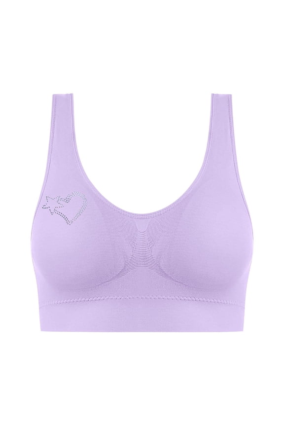 Bras for Women Large Bust Hot Drill Comfortable Non - Underwire Comfortable One - Piece Gathering Non - Trace Vest Type Breathable Bra Underwear Multicolor