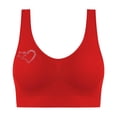 thumbnail image 1 of Gmluru Bras for Women Large Bust Hot Drill Comfortable Non - Underwire Comfortable One - Piece Gathering Non - Trace Vest Type Breathable Bra Underwear Red, 1 of 7