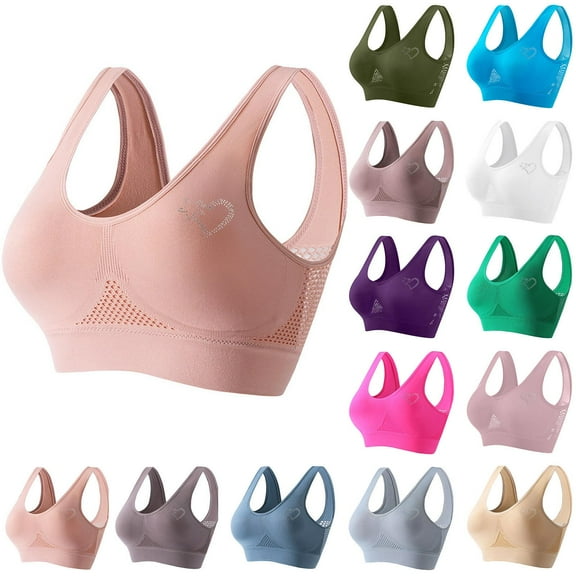 Gmluru Bras for Women Large Bust Seamless Sports Bra Wirefree Yoga Bra With Removable Pads Pink