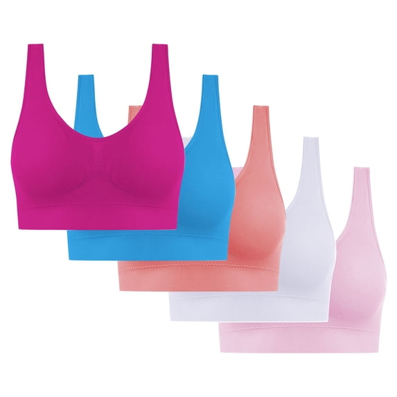 Gmluru Bras for Women Large Bust Ultra-Comfort Wireless Seamless Racerback Bra Breathable Light Lift Tank Style 5-Pack Pink (M)