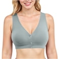 thumbnail image 1 of Gmluru Bras for Women Large Bust Underpants And Bra Without Underwire Cotton Gather Plussize Summer Thin Bra Front Button Vest Green, 1 of 8