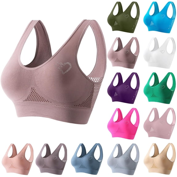 Gmluru Bras for Women Seamless Sports Bra Wirefree Yoga Bra With Removable Pads Pink