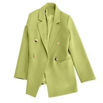 Gmluru Business Blazers For Women Green Long Sleeve Lapel Solid Color Fake Pocket Suit Jacket Work Office Xs-3XL