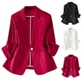 thumbnail image 1 of Gmluru Business Blazers For Women Red Solid Color Lapel Button Elegant Suit Jacket Work Office S-4XL, 1 of 7