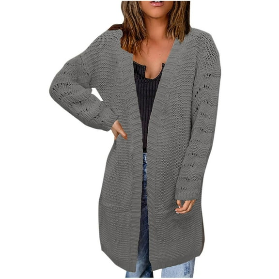 Gmluru Cardigan Sweaters For Women Lightweight Casual Comfortable Solid Long Sleeve Blouse T-Shir Top Button Gray Outfits Fashion Clothes 2025 M