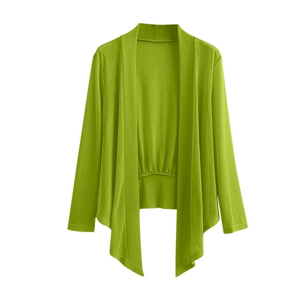 Gmluru Cardigan Sweaters For Women Plus Size Casual Loose Blouses Solid Color Top Long Sleeved Mesh Green Oversized Open Front Knitted Sweater XL