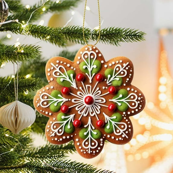 Gmluru Christmas Ornaments Acrylic Flat 2D Snowflake Hanging Pendant Pre-Strung Hanging Ornament Decorations