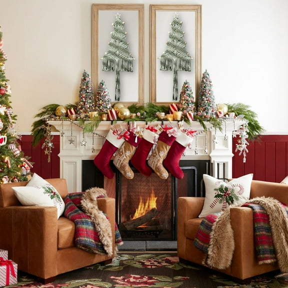 Gmluru Christmas Tree Decorations Handmade Rope Woven Tassel Christmas Gift Bedroom Wall Ornaments for Tree Home Party Front Door Wreath Holiday Decor