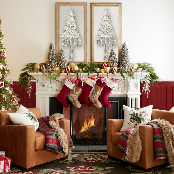 Gmluru Christmas Tree Ornament Handmade Rope Woven Tassel Christmas Gift Bedroom Wall Christmas Home Wreath Tree Decoration