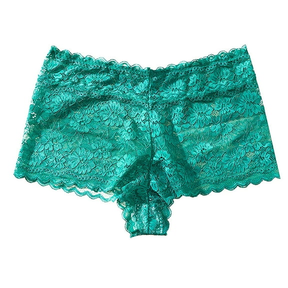 Gmluru Ladies Panties Sexy Solid Lace Breathable And Comfortable Thin High Waist Briefs Green Underwear Plus Size 3XL