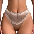 thumbnail image 1 of Gmluru Ladies Panties Solid Color Low Waisted Lace Tighten The Abdomen Lift The Buttocks Brown Underwear Plus Size L, 1 of 5