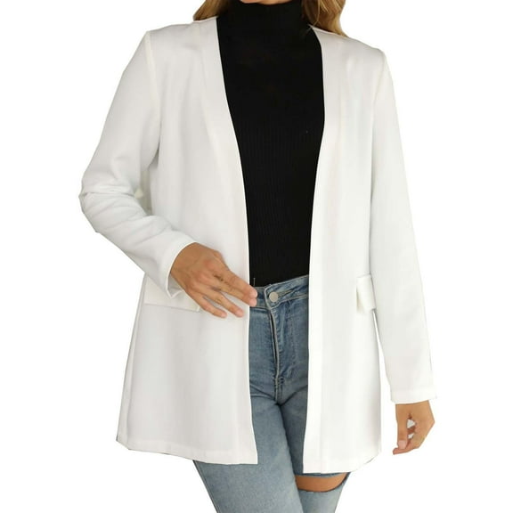 Gmluru Lightweight Cardigans For Women Solid Ladies Suit Turn-Down Collar Casual Coat White Winter Clothing Outerwear Coats XL