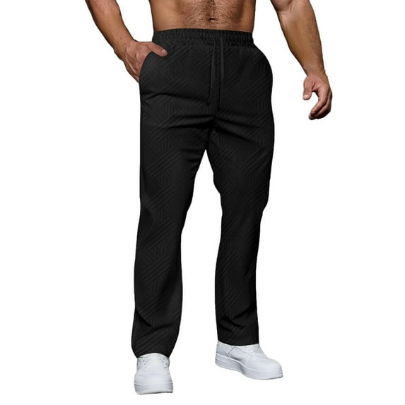 Gmluru Men's Jogger Pants Fashion Solid Color Elastic Waist Comfortable Athletic Pants with Pockets for Active Wear Black S-3XL