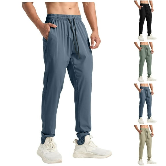 Gmluru Men's Pants Fashion Solid Color Elastic Waist Sweatpants with Pocket And Drawstring Size Navy M-4XL