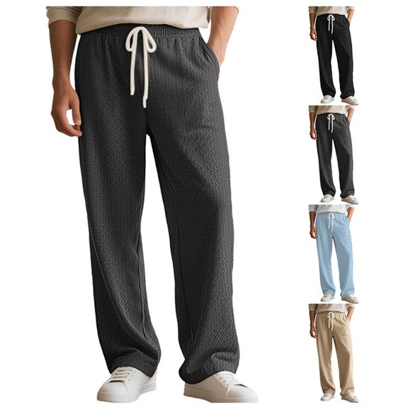 Gmluru Men's Pants Fashion Solid-Color Multi- Zipper Button Work Full Length Sweatpants with Pocket And Drawstring Size Gray S-3XL
