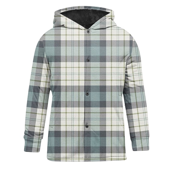 Gmluru Men's Plaid Jacket Checkered Printed with Hooded Fleece Long Sleeved Hooded Plaid Winter Coats