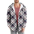 thumbnail image 1 of Gmluru Men's Winter Oversize Plaid Jacket Check Print Pocket Long Sleeved Button Hooded Coat Outwear Plus Size, 1 of 6