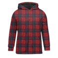 thumbnail image 1 of Gmluru Men's Winter Oversize Plaid Jacket Checkered Printed with Hooded Fleece Long Sleeved Hooded Coat Outwear Plus Size, 1 of 4
