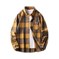 thumbnail image 1 of Gmluru Mens Flannel Shirts Loose Youth Long Sleeve Shirt Plaid Flannel Coat, 1 of 4