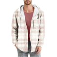 thumbnail image 1 of Gmluru Mens Jacket Plaid 2025 Check Print Pocket Long Sleeved Button Hooded Coat Outwear Plus Size, 1 of 6