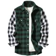 thumbnail image 1 of Gmluru Mens Jacket Plaid 2025 Leisure Button Pocket Lattice Splicing together Flip Collar Long Sleeves Loose Coat Outwear Plus Size, 1 of 7