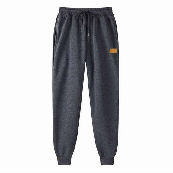 Gmluru Mens Sweatpants Casual Foot Binding Are Versatile Sporty Solid Color Drawstring Workout Pants with Pockets Dark Gray S-3XL