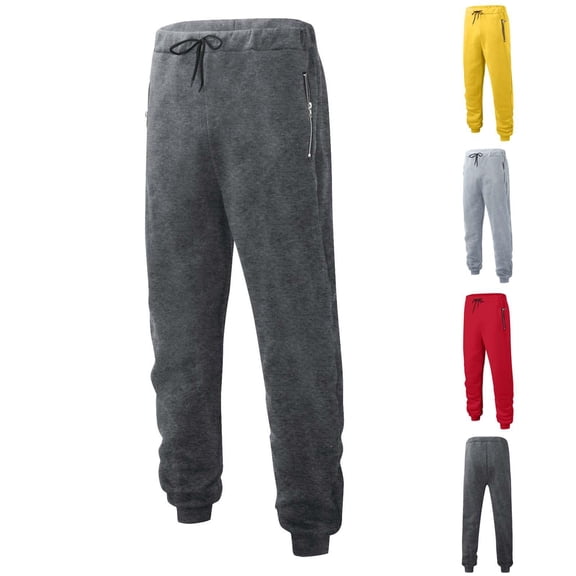 Gmluru Mens Sweatpants Casual Sport Elastic Ankle Binding Solid Color Elastic Waist Drawstring Workout Pants with Pockets Dark Gray S-3XL