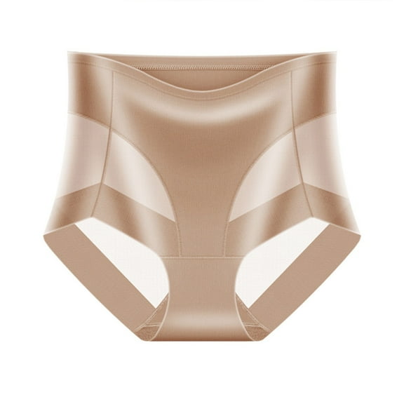 Gmluru Panties For Women Plus Size Solid Color Patchwork Briefs Knickers Beige L