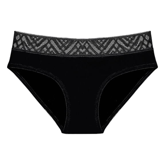 Gmluru Panties For Women Solid Color Breathable Sports Four Cornered Lace Briefs Black Breathable Comfortable Underwear S