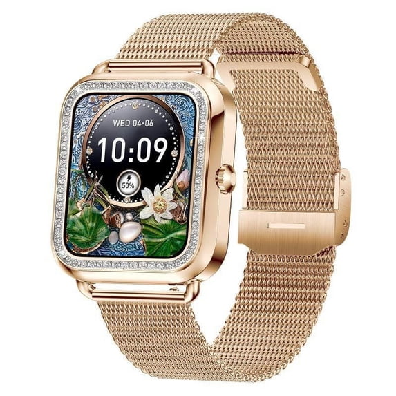 Gmluru Smart Watch Women's Smart Watch 1.57 Inch Smart Watch For Android And IOS Phones IP68 Water Fitness Watch Voice Features For Women And Men Smart Watches for Women Gold