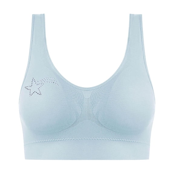 Gmluru Sports Bras for Women Hot Drill Comfortable Non - Underwire Comfortable One - Piece Gathering Non - Trace Vest Type Breathable Bra Underwear Light Blue Up to 65% Off!